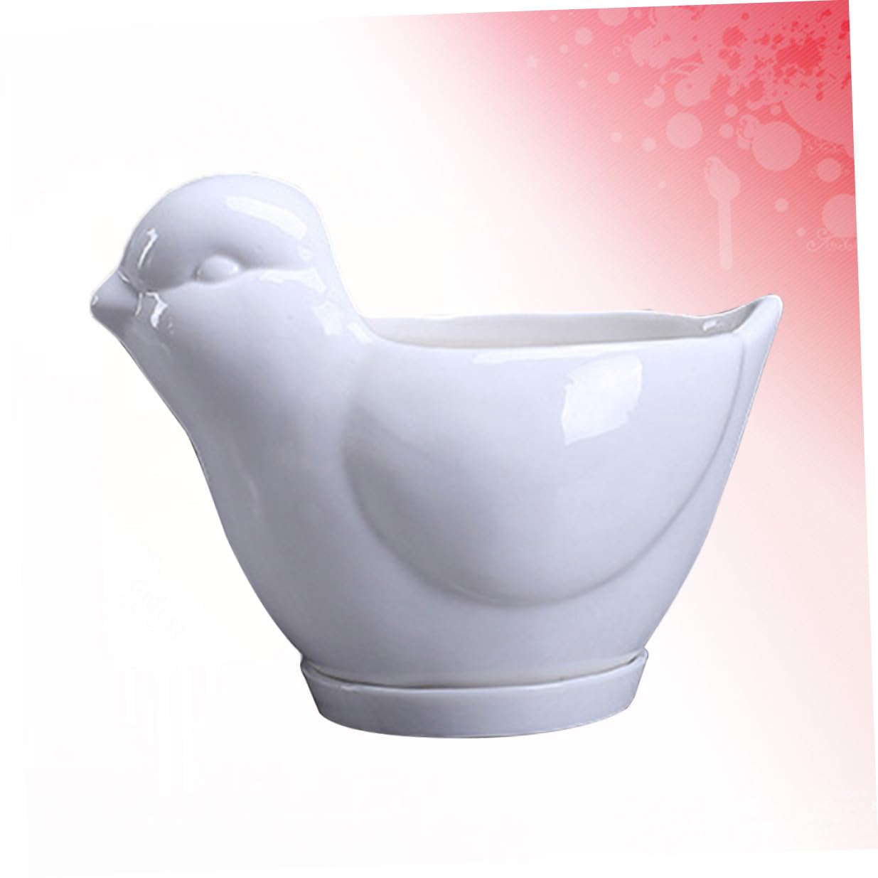 Kisangel Ceramic Flower Pot Succulent Plant Container White Large Bird Shape with Saucer Indoor Desktop Decor for Home Gardening