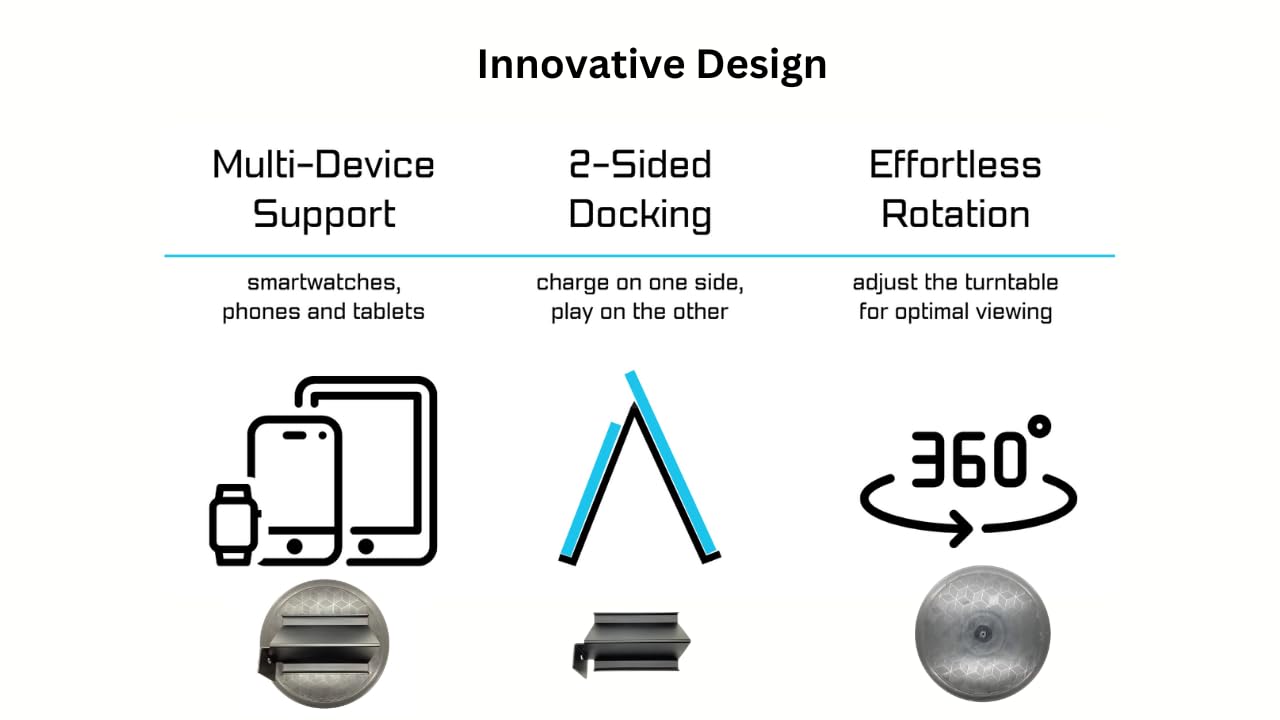 STANDECK A Modern 10 inch Turntable. Plastic, Black for multitasking and optimal viewing.