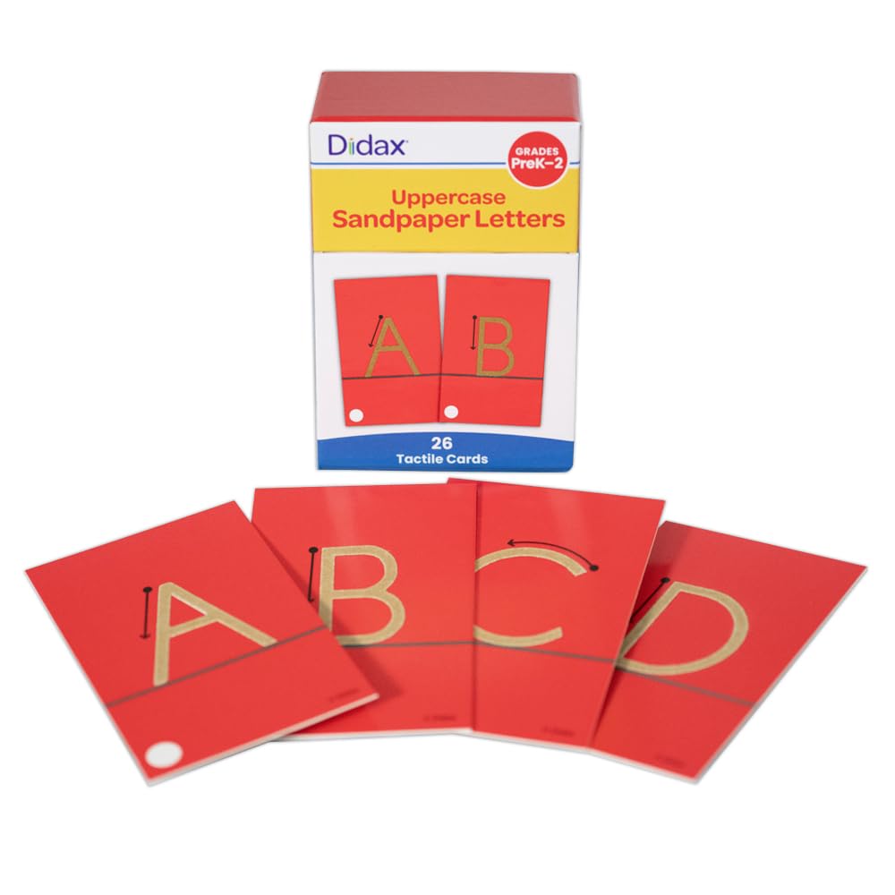 Didax Uppercase Sandpaper Letters - 28 Tactile Alphabet Cards for Grades Pre-K to 1st - Educational Letter Resources for Young Learners
