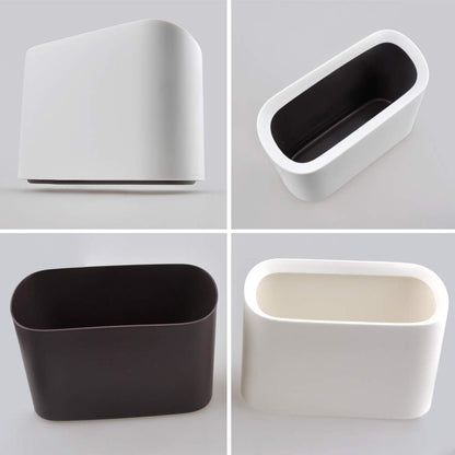 AYADA 0.4 Gal Mini Trash Can for Desk with Inclined Opening, Small Waste Basket Very Tiny for Desktop Vanity Countertop Table Office Laundry Bedside, Slim Thin Plastic Mini Garbage Can (White)