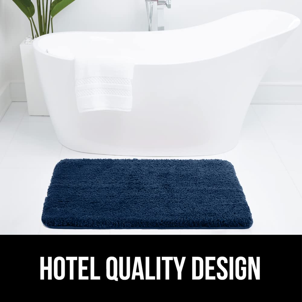 GORILLA GRIP Bathroom Rugs, Ultra Soft Absorbent Mat, Thick Plush Bath Rug, Machine Washable, Microfiber Quick Dry, Mats for Shower, Bathtub and Floor, Home Decor Accessories, 24x17, Navy Blue