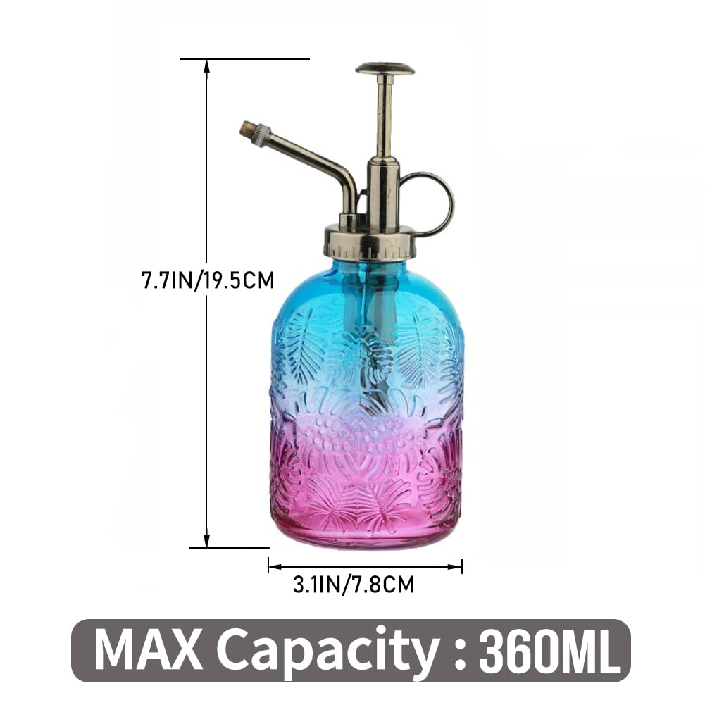0.5 Gallon Small Watering Can for Outdoor Indoor Plants for House Plants, 12 oz Glass Plant Mister Spray Bottle for Bonsai Garden Flowers (White)