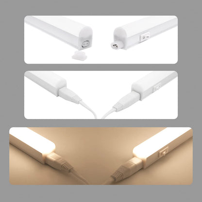 ENUOTEK Connectable LED Kitchen Under Cabinet Lamps Light Strips, 2 x 8 W LED Under-Unit Lights, Wall Lights with Switch and Power Plug, Neutral White 4000 K, Length 573 mm, 2 Bulbs