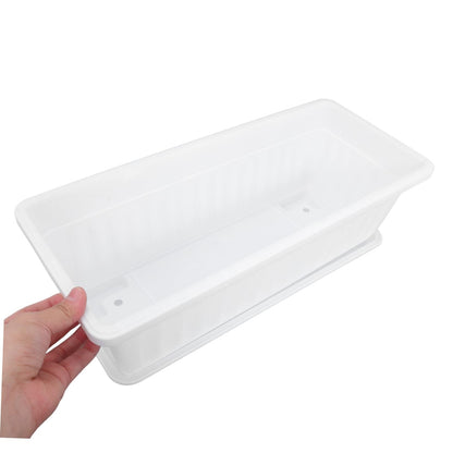 DOITOOL 2pcs Rectangular Plastic with Saucers Versatile Pots for Indoor and Outdoor Use Ideal for Vegetables and Flowers for Windowsills Patios and Gardens