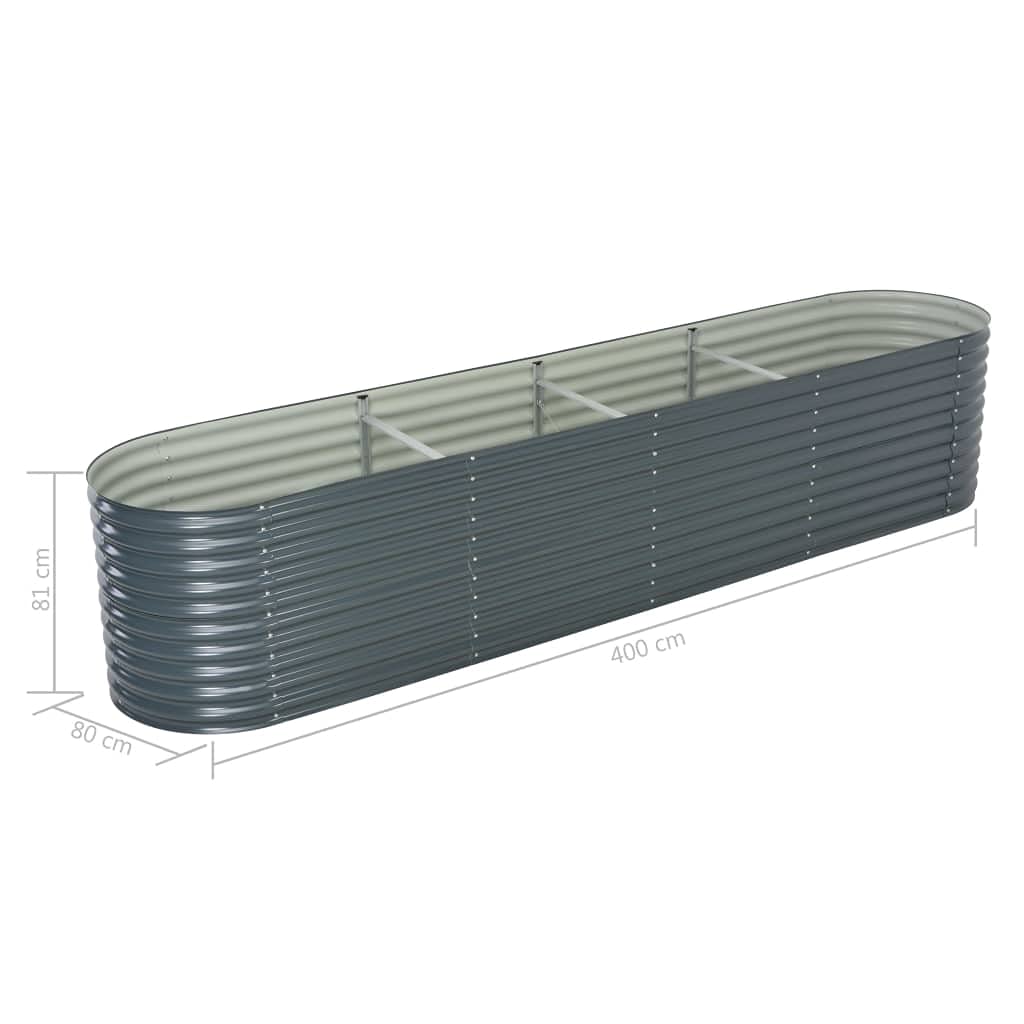 Homgoday Garden Raised Bed, Metal Raised Garden Bed, Hexagon Garden Planter Box, Outdoor Vegetable Fruit Flower Herb Growing Box 400x80x81 cm Galvanised Steel Grey
