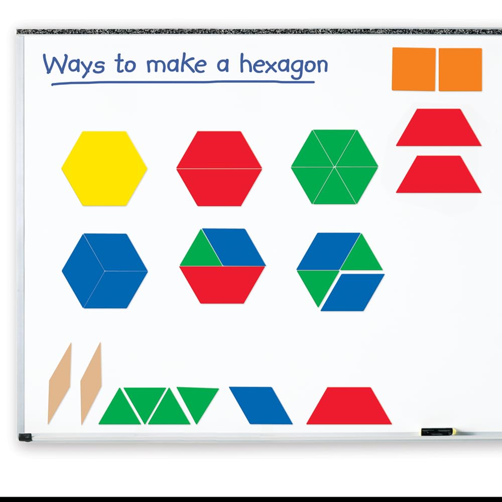 Learning Resources Giant Magnetic Pattern Blocks - Kindergartner Activities, Math Tools, Shape Recognition Tools,47 pieces