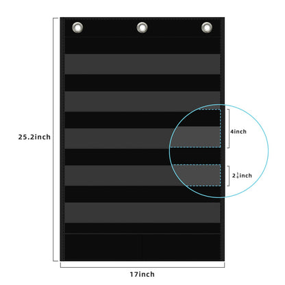 ANCOMEDO 5+1 Pockets Standard Pocket Chart, Clear 5 Pockets Words Chart with Extra Storage Pocket for School Home Office Use,Standard Size:25.2” x 17” Letter Cards, Word Wall and Sentence Strips.
