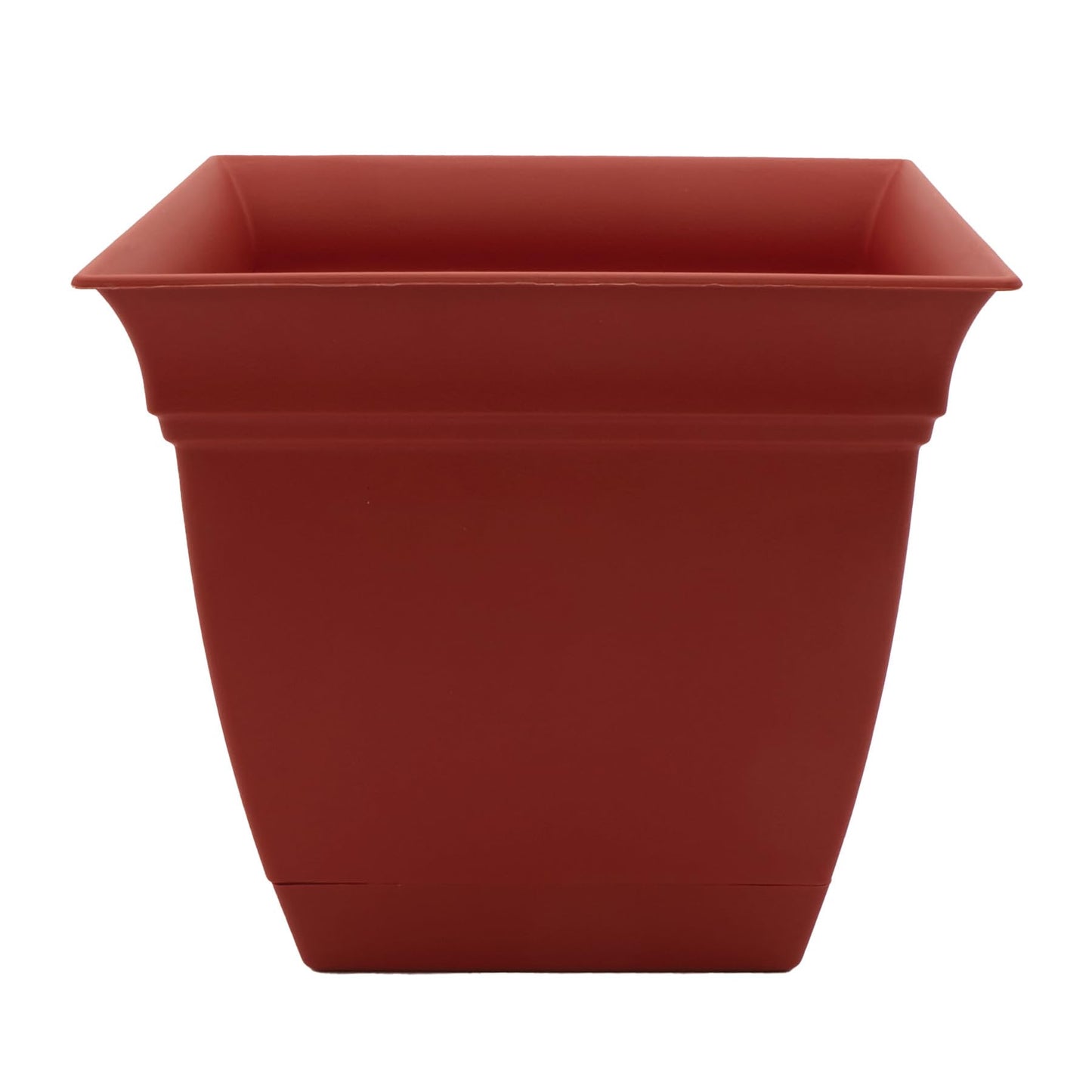 The HC Companies 10 Inch Eclipse Square Planter with Saucer – Indoor Outdoor Plant Pot for Flowers Vegetables Herbs, Clay