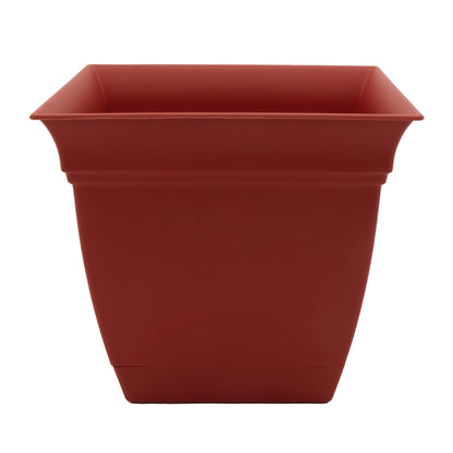 The HC Companies 10 Inch Eclipse Square Planter with Saucer – Indoor Outdoor Plant Pot for Flowers Vegetables Herbs, Clay