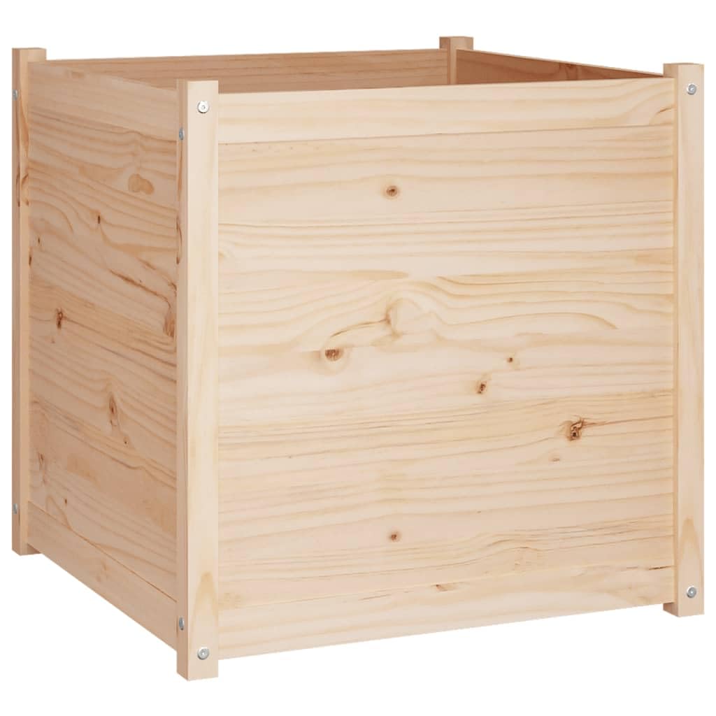 WXGTBKPR Square Garden Planter Box, 27.6 in Solid Pinewood Flower Pot for Outdoor Patio, Backyard, Deck, and Vegetable Herb Gardening
