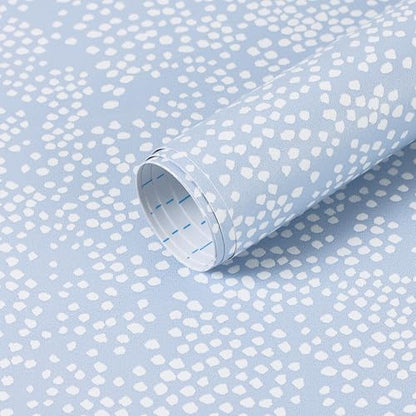Safiyya Peel and Stick Wallpaper Blue and White Contact Paper 17.3" x 78.7" Polka Dots Wall Paper Modern Boho Removable Self Adhesive Wallpaper Vinyl Rolls