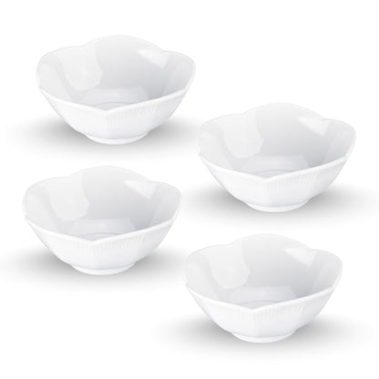 BIA Cordon Bleu Lotus Bowl Set of 4-2 Oz. Asian White Porcelain Dipping Bowls, Stackable Sauce Dishes for Snacks, Appetizers & Condiments - 3.5" Round Bowls, Microwave & Dishwasher Safe