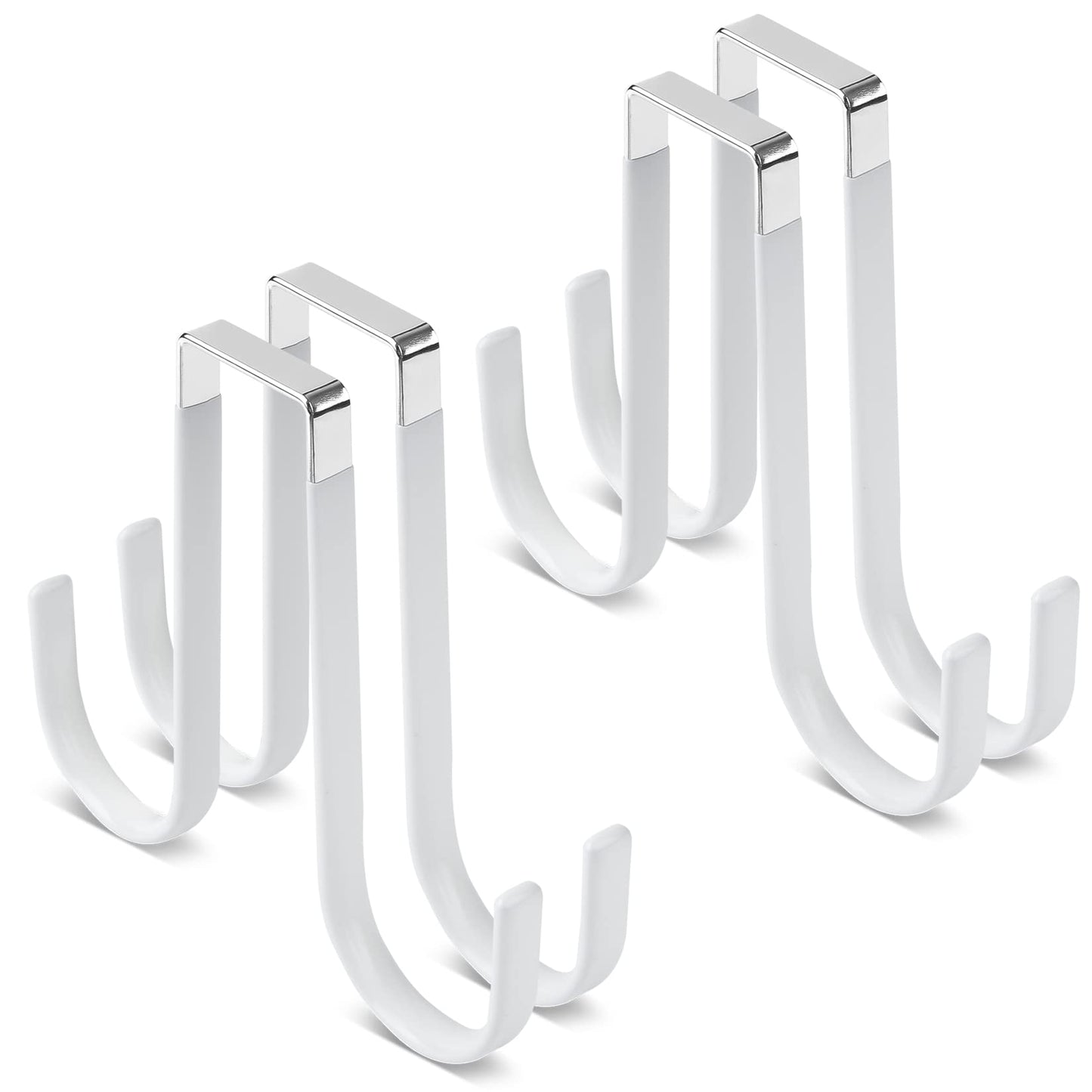 Manesi Double Sided Over The Door Hooks for Clothes. Over The Door Hanger Hook Set of Four. Towel Hanger for Bathroom, Wreath Hook, Coat Rack Hat Organizer or Plant Hooks for Ceiling 4 Pack