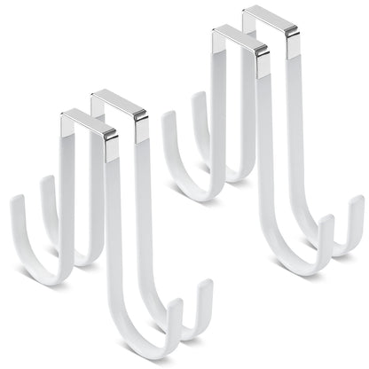 Manesi Double Sided Over The Door Hooks for Clothes. Over The Door Hanger Hook Set of Four. Towel Hanger for Bathroom, Wreath Hook, Coat Rack Hat Organizer or Plant Hooks for Ceiling 4 Pack