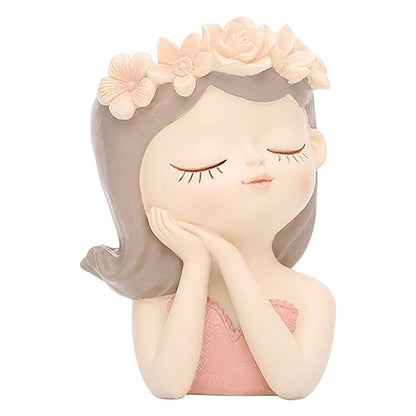 Easnea Girl Head Face Plant Pots Elegant Women Bust Flower Vases Succulent Cactus Planter Pots Indoor Living Room Home Office Desktop Decor - 8x7x11cm 8x7x11cm