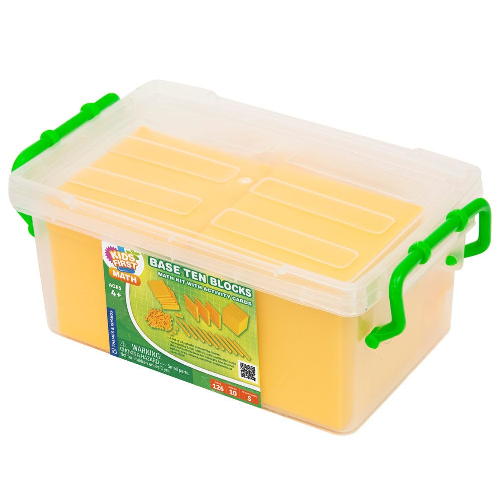 Kids First: Base Ten Blocks | 121 Piece Math Kit w/Activity Cards | Understand Base Ten Concepts, Decimal System, Area, Volume & More | Visual Hands-on Math for at-Home or Classroom Learning, Ages 4+