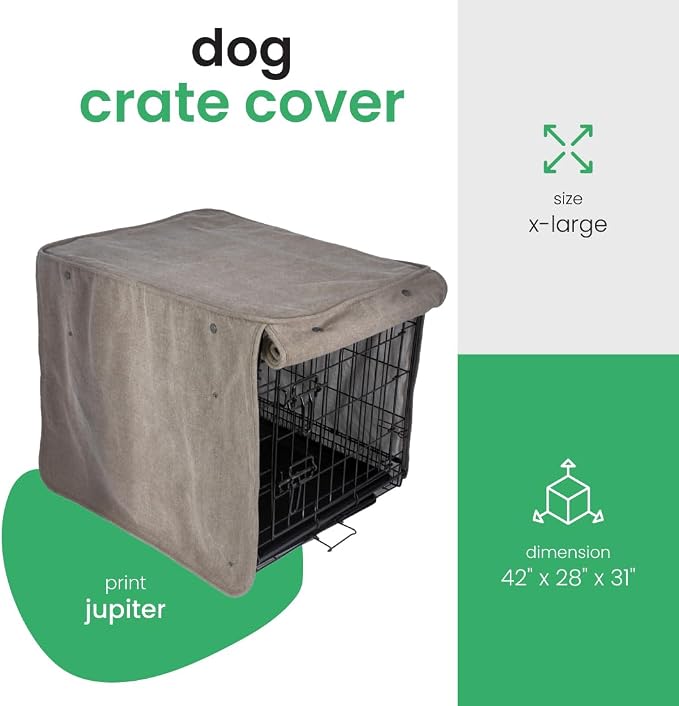 Molly Mutt Jupiter Dog Crate Cover, GOTS-Certified 100% Organic Cotton Canvas Cover for Dog or Puppy Kennel and Cage, Washable, Free of Harmful Chemicals, X-Large, Fits 42"x28"x31" Crate