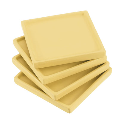 PATIKIL 5 Inch Plant Pot Saucers, 4 Pack Ceramic Square Plant Saucer Tray Flower Planter Drip Tray for Indoors Outdoors Patio Balcony, Yellow