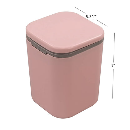 Morcte 0.5 Gallon Tiny Trash Can, Mini Desktop Garbage Can with Push Button Lid, Pink