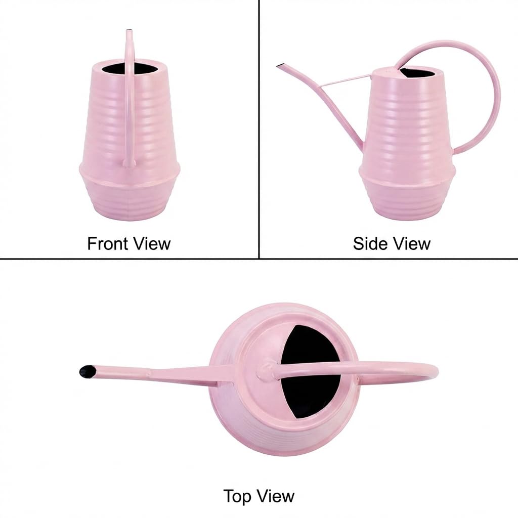 HORTICAN Small Watering Can, Matte Pink (Almost Mauve), 34oz., Metal Watering Can with Long Spout, Nice Indoor Water Can, Plant Water Can for Indoor Plants