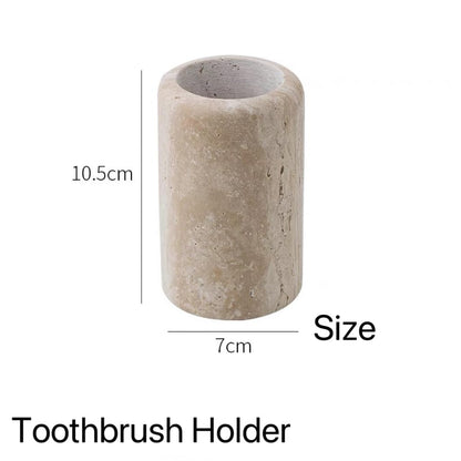 Luxury Natural Contemporary Travertine Marble Toothbrush Holder Toothpaste Holder Accessories Also Great As Pencil Pen Holder and Makeup Brush Holder