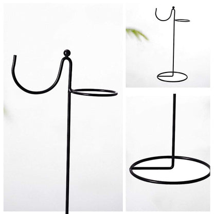YY YEARCHY Ornament Display Stand Iron Hanging Stand Flower Pot Rack Holder Pothook for Hanging Glass Globe Air Plant Terrarium Witch Ball Home Wedding Christmas Decoration (9.65"x4.33"x4.33", Black)