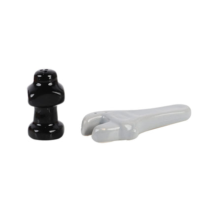 Servette Home Construction Theme Salt and Pepper Shakers for Collectors Kitchen Decor (White & Black)