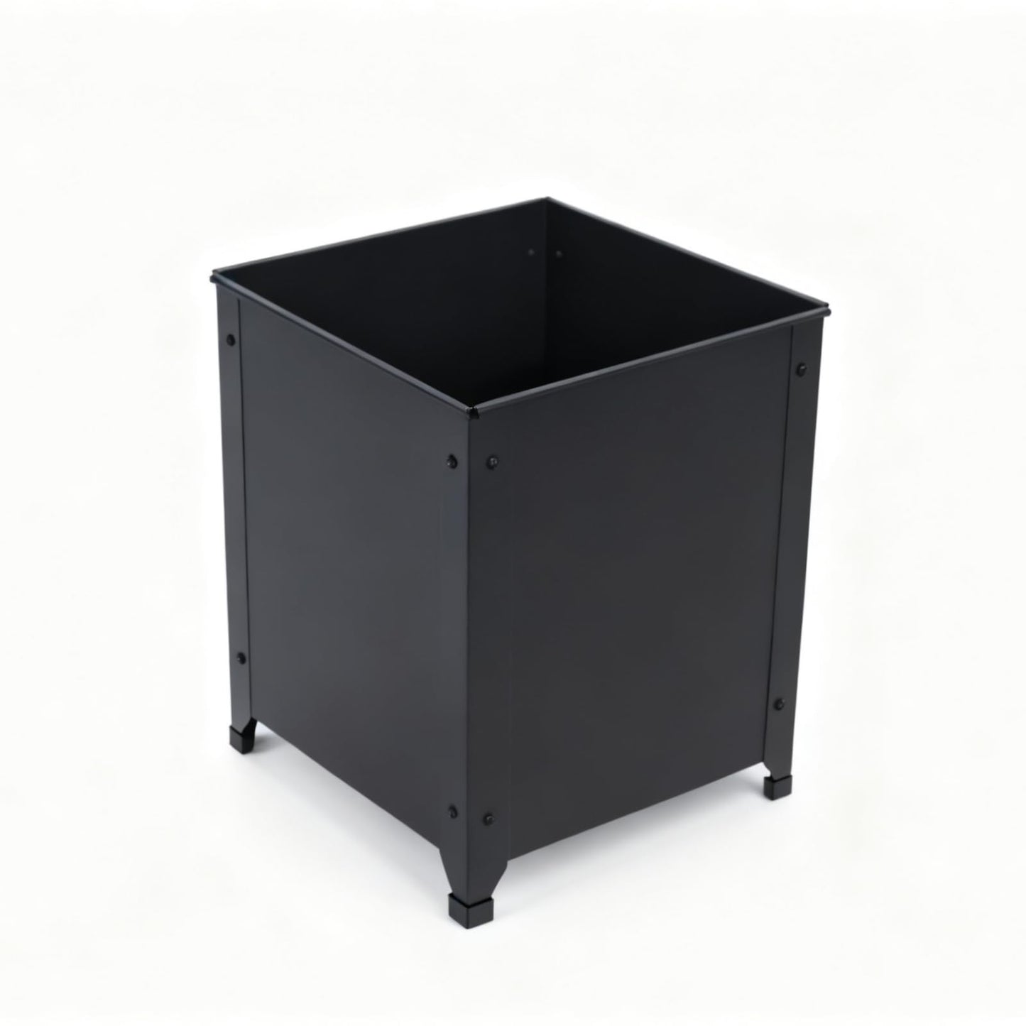 SCENDOR Black Metal Garden Planter Box – 16.5" x 16.5" x 17.9" Heavy Duty with Drainage Holes for Outside Indoor Patio Deck Decorative Raised Plant Container for Flowers, Vegetables, and Succulents