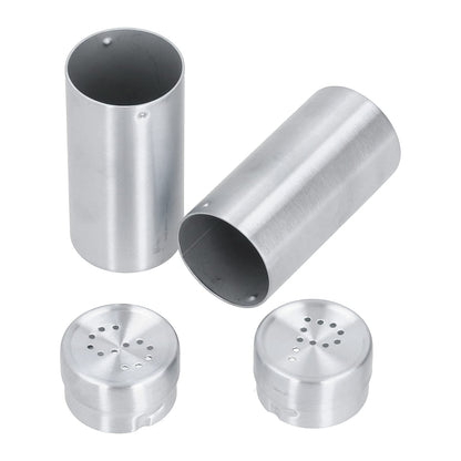 2Pcs Stainless Steel Spices Shakers, Salt and Pepper Shakers Set Seasoning Bottle Spices Jars Dispenser with Shaker Lids Silver