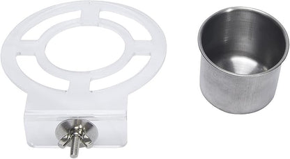 Bird Feeding Dish Cups Birdcage Coop Water Feeder Stainless Steel Parrot Food Bowl Cage Parrot Feeders for Cockatiel Parakeet