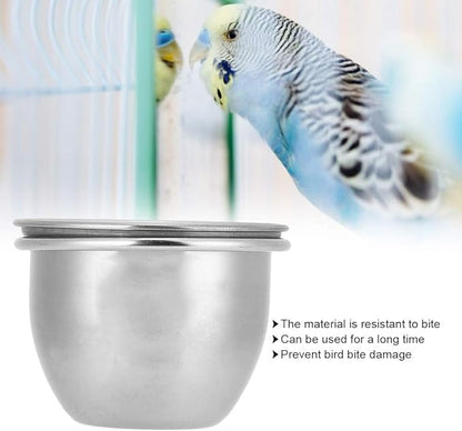 Tyenaza Stainless Steel Parrot Food and Water Coop Cup Bird Feeding Dish Feeder with Clamp Holder
