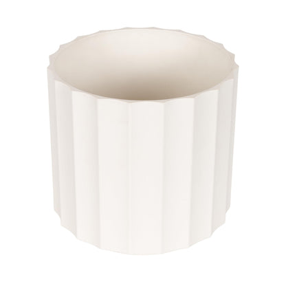 Kate and Laurel Jibbs Round Indoor Scalloped Planter Pot, 10 x 10 x 10, White, Modern Circular Planter for Indoor Plants for Living Room or Sunroom Decor