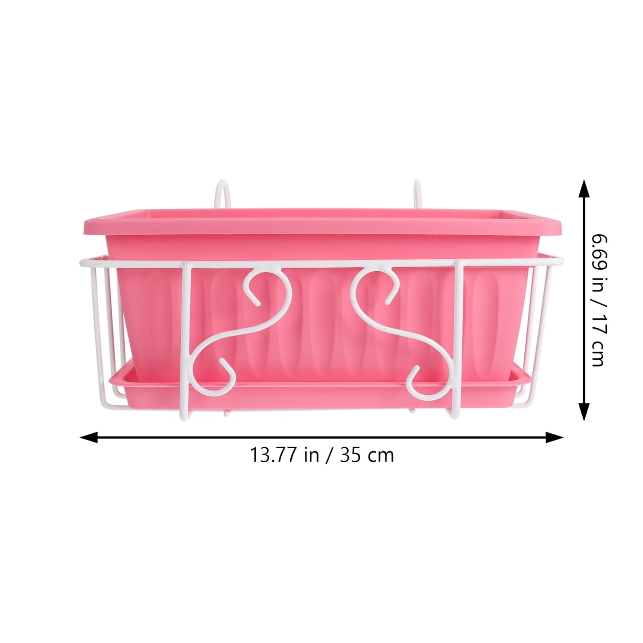DOITOOL Railing Planter Box 14 x 7 Inch Balcony Hanging Basket Iron Plant Holder Fence Planters Pot Holder for Outdoor Plants
