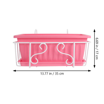 DOITOOL Railing Planter Box 14 x 7 Inch Balcony Hanging Basket Iron Plant Holder Fence Planters Pot Holder for Outdoor Plants