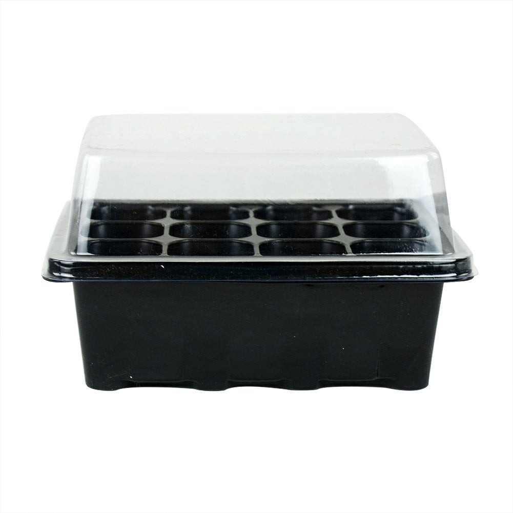 Gardeningwill 10 Sets of Plant Seedling Starter Trays – 12 Cells per Tray with Dome, Durable Reusable Plant Germination Kit with Dibber & Widger
