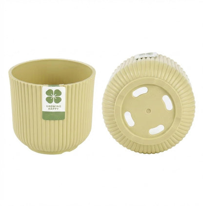 Complete DIY Gardening Starter Kit – 12cm (4.7") Ribbed Planter Pot with PP Saucer, 2 Cylindrical Soil Scoops for Repotting, & 20-Pack Writable Garden Labels – Lightweight Plant Set for Beginners