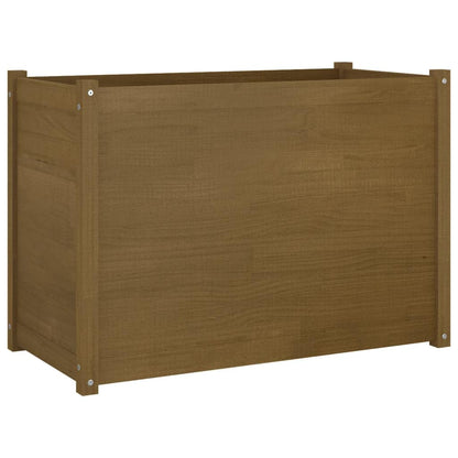 Foknhdi Honey Brown Large 39.4 x 39.4 x 27.6 in Solid Pine Garden Planter Box Raised Square Outdoor Wood Bed for Patio Balcony Backyard Vegetables Flowers