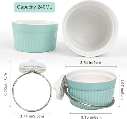 Bird Feeding Cups Parrot Food Cage Bowl Clamp Holder Coop Cup, Ceramic Bird Cage Water Bowl, Pet Feeder Cage for Parakeet African Greys Conure Cockatiels Lovebird Budgie-Blue