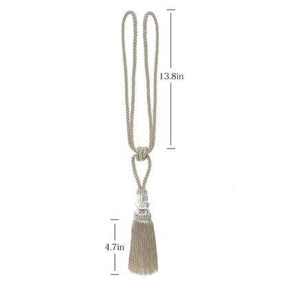 BEL AVENIR 4 Pack Curtain Hand-Woven Tiebacks Crystal Holdbacks Home Decorative (Beige, 4 Pack)