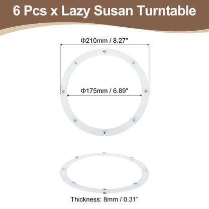 uxcell 6Pcs 8 Inch Rotating Swivel Stand with Steel Ball Bearings, Lazy Susan Base Turntable Bearing Plate Round Table Swivel Base for Home Kitchen, White, 8 Balls