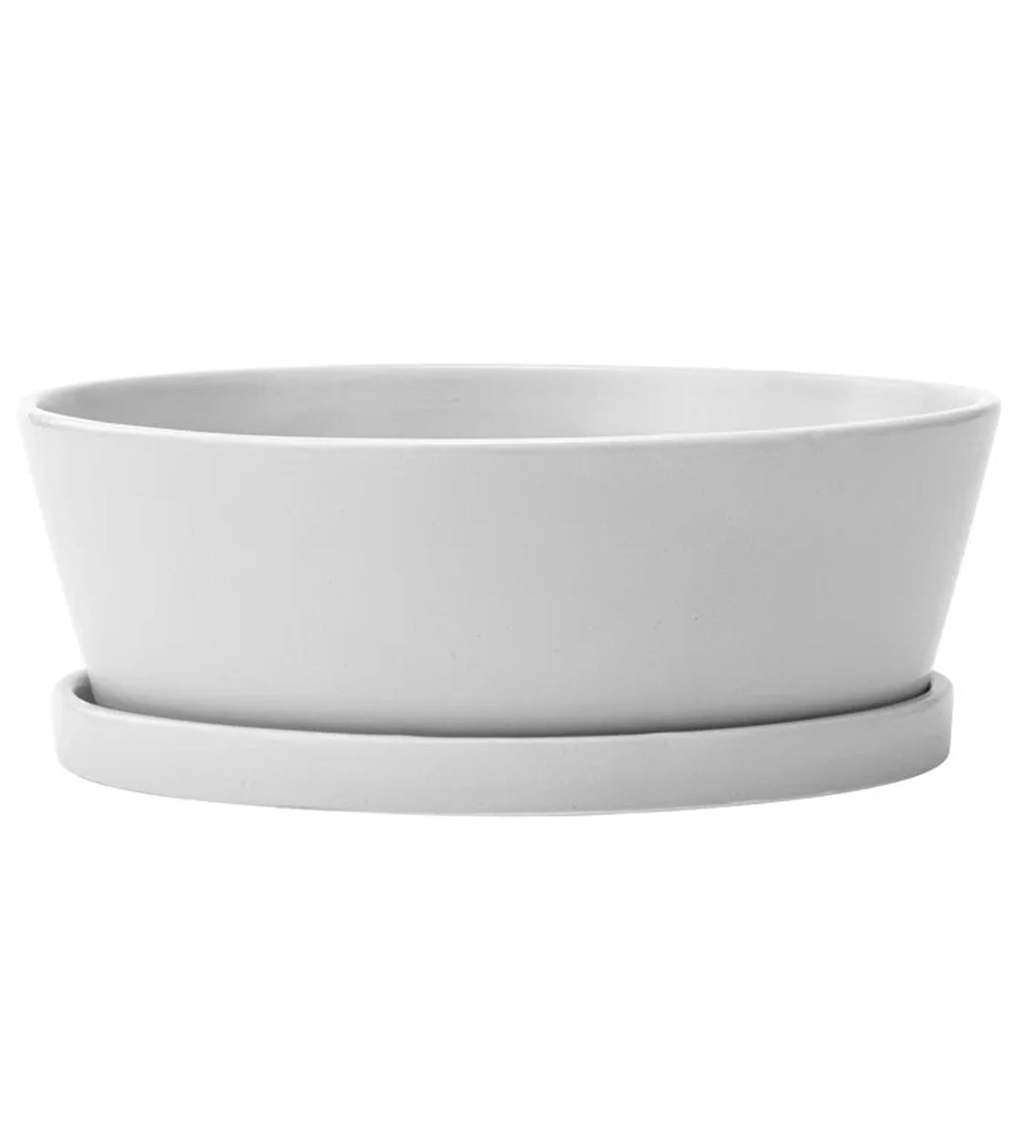Napco Modern Smooth Dish 10 x 10 x 3.25 inches Dove Grey Ceramic Flower Succulent Plant Pot Planter Container Holder with Saucer Tray, Indoor Outdoor Garden Décor