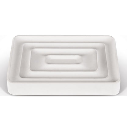 Slow Slog 1 Pack Diatomite Soap Dish Holder, Quick Dry Stone Bath Tray, Diatomaceous Earth Stone Soap Holder, Water Absorbent Rectangular Soap Dish for Bar Soap, White