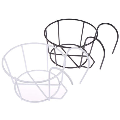 1 Pack Hanging Railing Planters Flower Pot Holders Plant Iron Racks Fence Metal Potted Stand Mounted Balcony Round Plant Baskets Shelf Container Box for Indoor and Outdoor Use-White,Garden Steel Pots