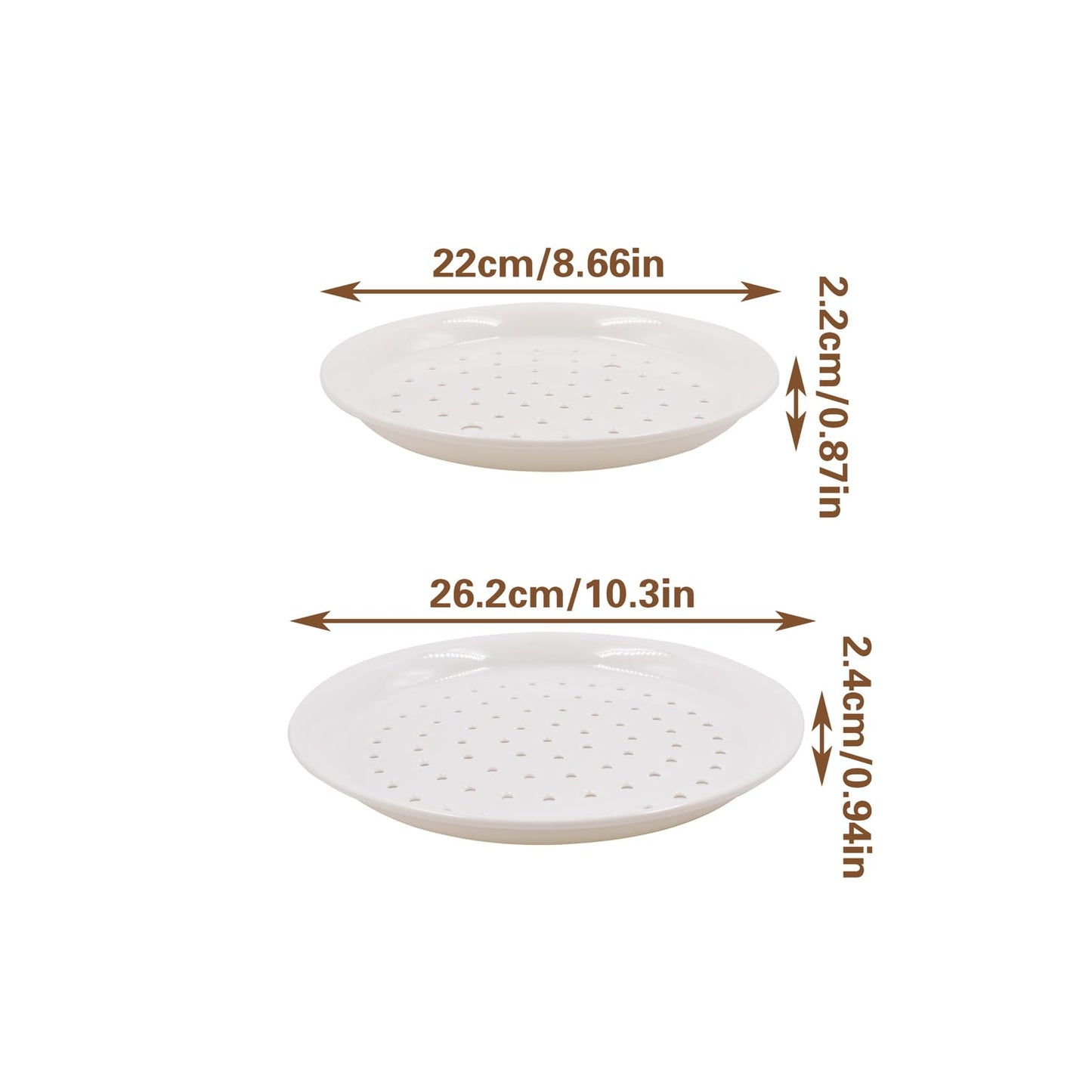 SnowTing 2 PCS Planter Insert for Large Pots, 8.66'' & 11'' Round Tall Flower Pot Liners with Drainage Holes, White Plastic Planter Inserts to Save Potting Soil for Indoor & Outdoor Use