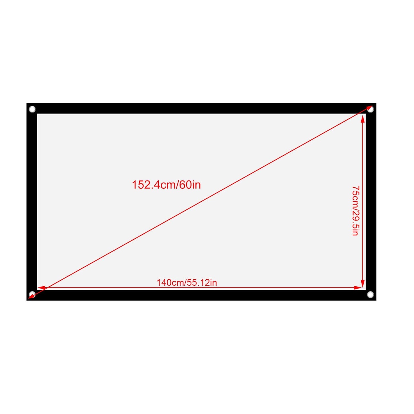 Portable Projector Screen, Foldable Non Crease White Polyester, Front Back Projection, Outdoor Camping Movie (60inch)