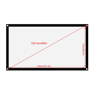Portable Projector Screen, Foldable Non Crease White Polyester, Front Back Projection, Outdoor Camping Movie (60inch)