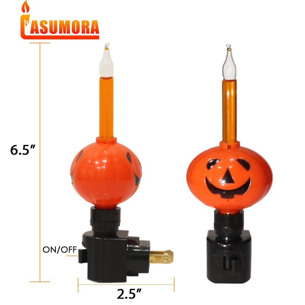 Lasumora Halloween Night Light, Bubble Night Light Plug in LED Pumpkin Jack O' Lantern, Halloween Decor Indoor for Party Gift with Swivel Plug, Bubbling Glitter Bulb, Orange Liquid