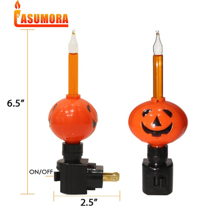Lasumora Halloween Night Light, Bubble Night Light Plug in LED Pumpkin Jack O' Lantern, Halloween Decor Indoor for Party Gift with Swivel Plug, Bubbling Glitter Bulb, Orange Liquid