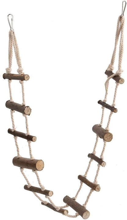 Pet Hamster Climbing Ladder, Parrot Nature Wood Long Climbing Ladders Squirrel Suspension Rope Bridge for Squirrel Hamster Totoro Sugar Gliders