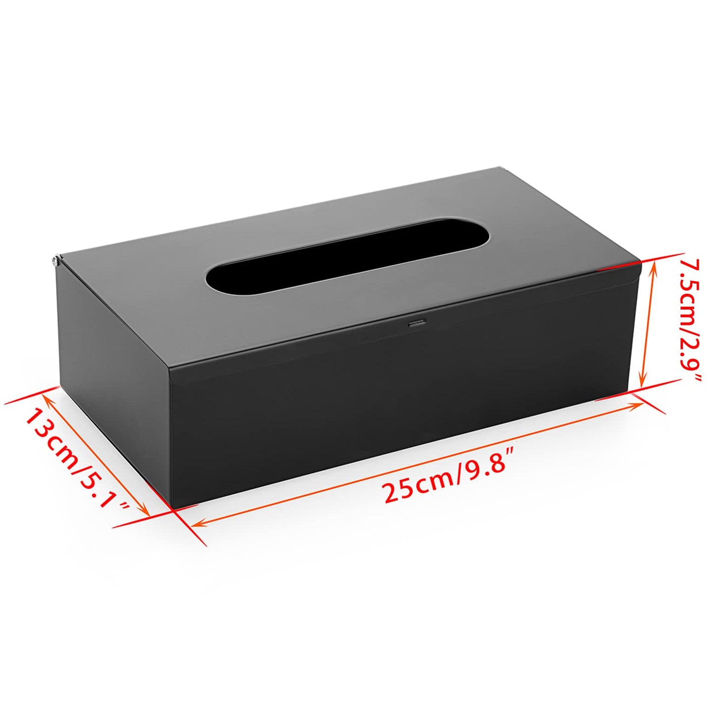 Sumnacon Rectangular Tissue Box Cover - Stylish Stainless Steel Tissue Box Holder, Modern Metal Facial Tissue Holder for Dresser Table Night Stand Bathroom Vanity Home Office Bar Decor, Black